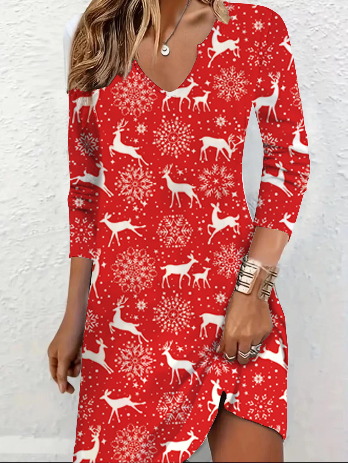 Robe tunique Berg-Feldt pour femme avec col en V et imprimé vacances