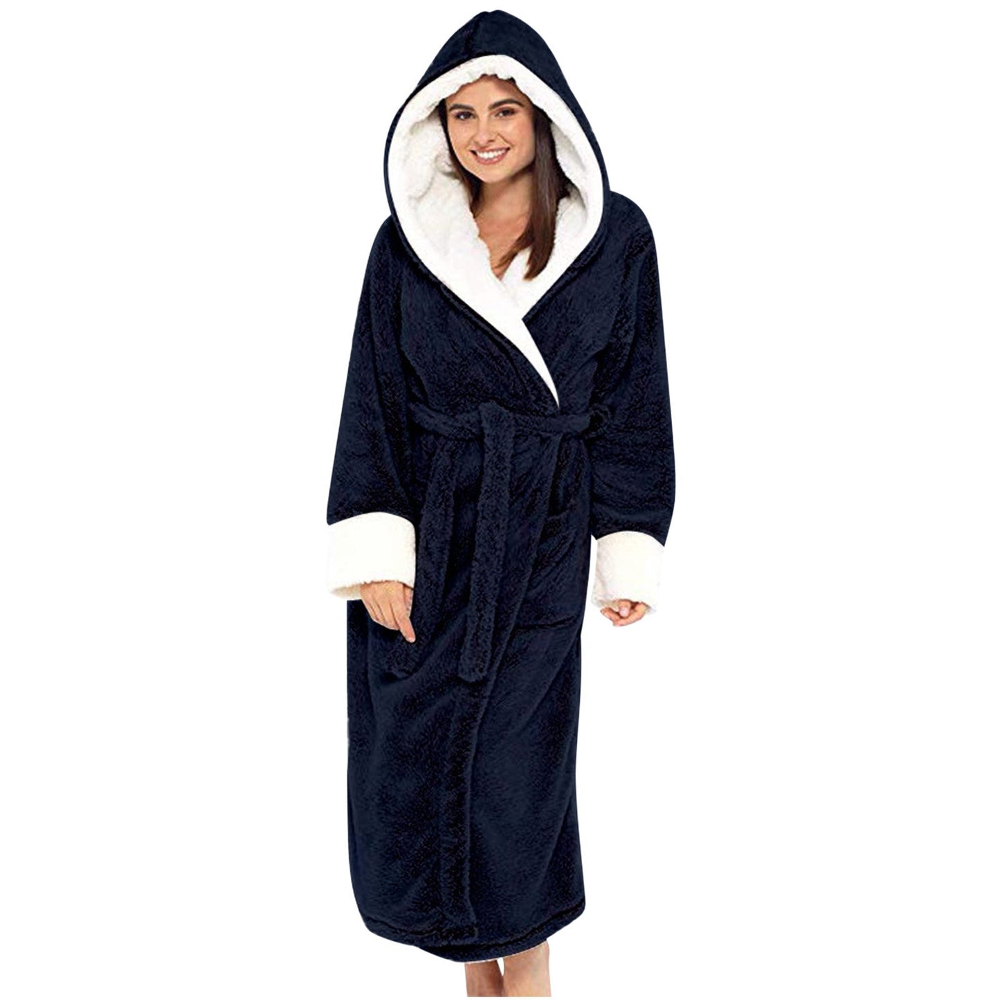 Robe de chambre douillette en polaire avec capuche et ceinture Berg-Feldt pour femme