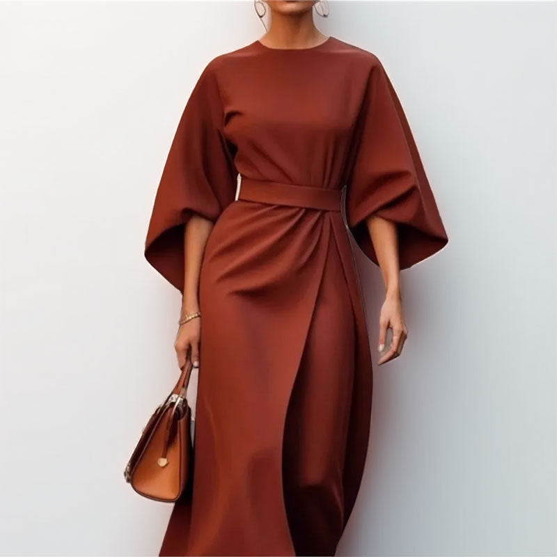 Robe longue Berg-Feldt pour femme avec manches spectaculaires et ceinture à la taille