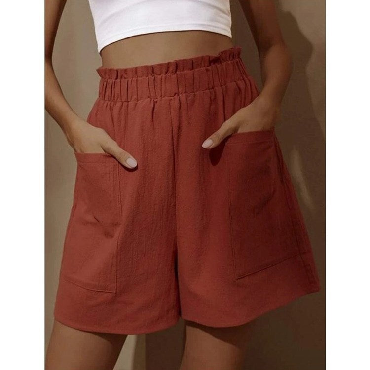 Heidi Mode | Short taille haute en coton et lin pour femme