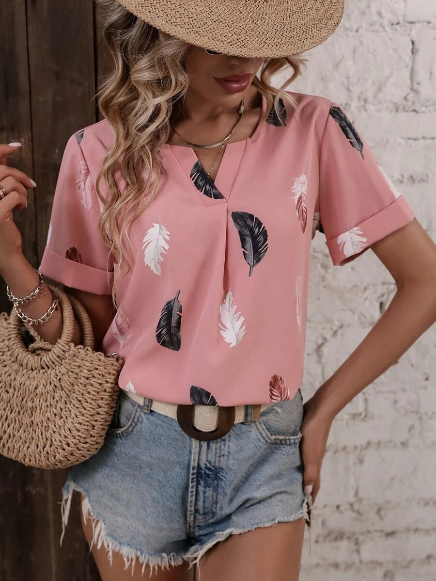 Chemise légère pour femme avec un design chic à feuilles et une coupe décontractée de berg-feldt