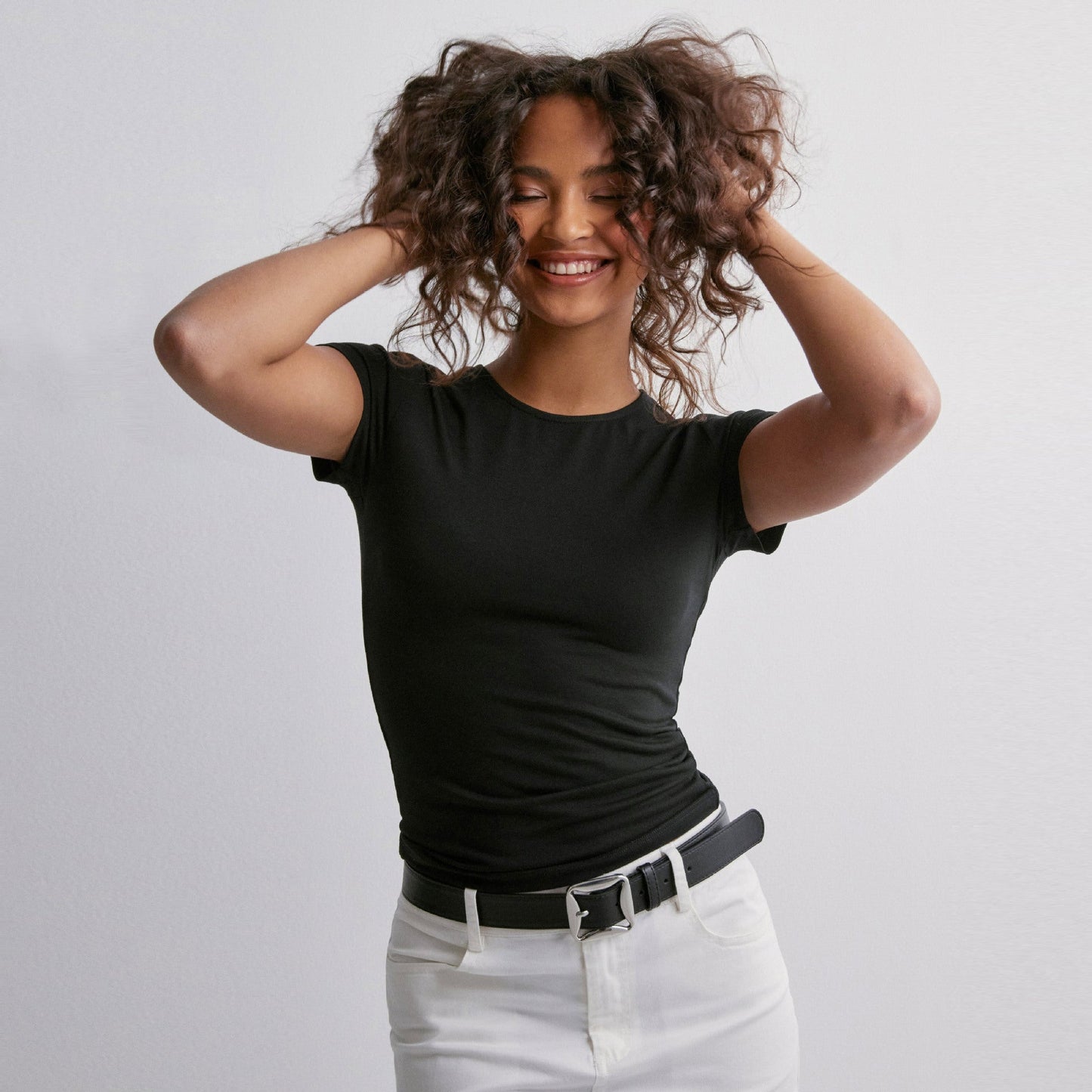 T-shirt ajusté femme en mélange de coton de haute qualité avec stretch élastique Berg-Feldt
