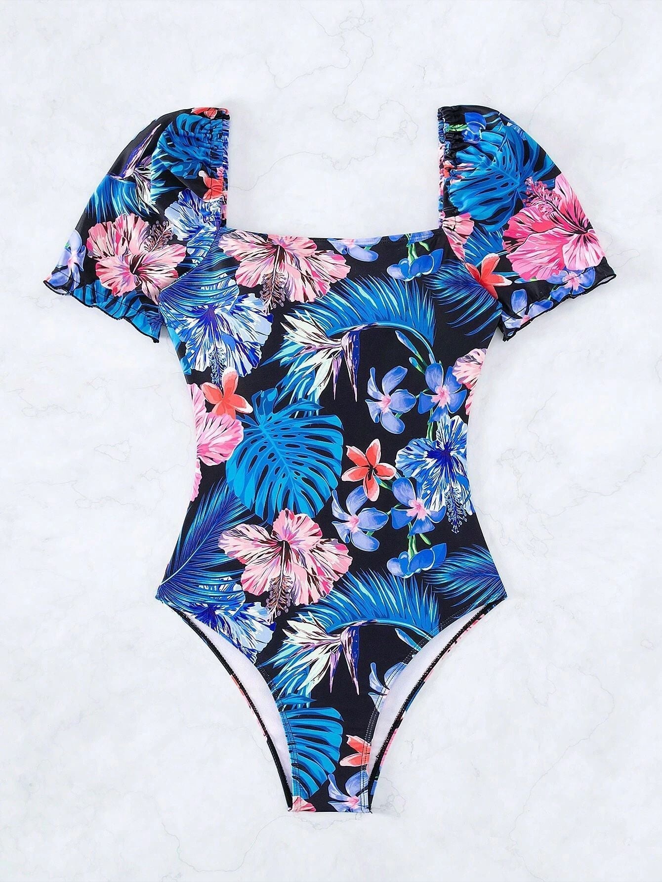 Maillot de bain femme Berg-Feldt à manches bouffantes et imprimé floral