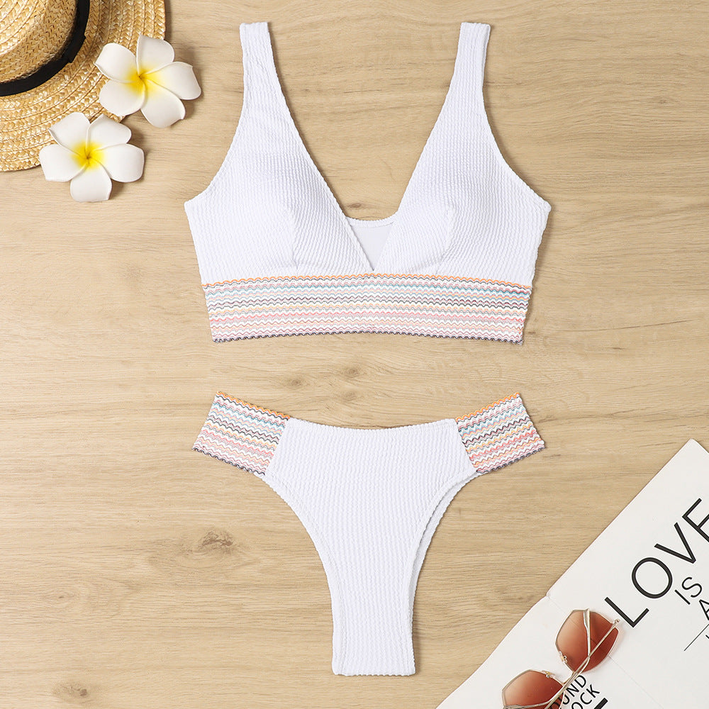 Ensemble de bikini côtelé à col en V Berg-Feldt pour femme