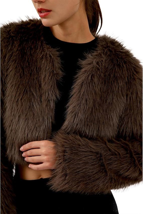 Veste courte glamour en fausse fourrure à manches amples pour femme Berg-Feldt
