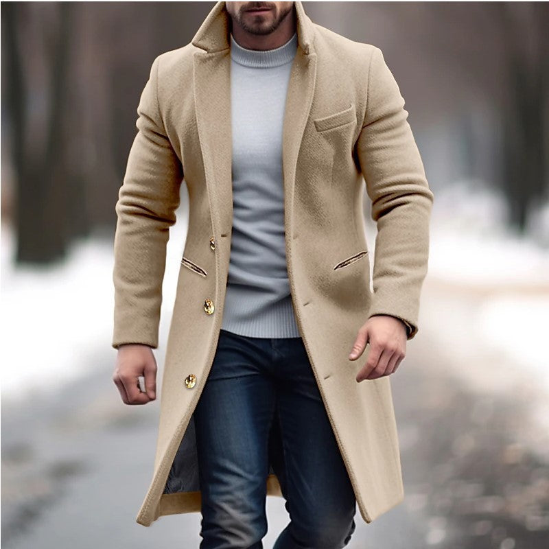 Herren eleganter Wollmantel mit schmalem Schnitt und goldenen Knöpfen Berg-Feldt