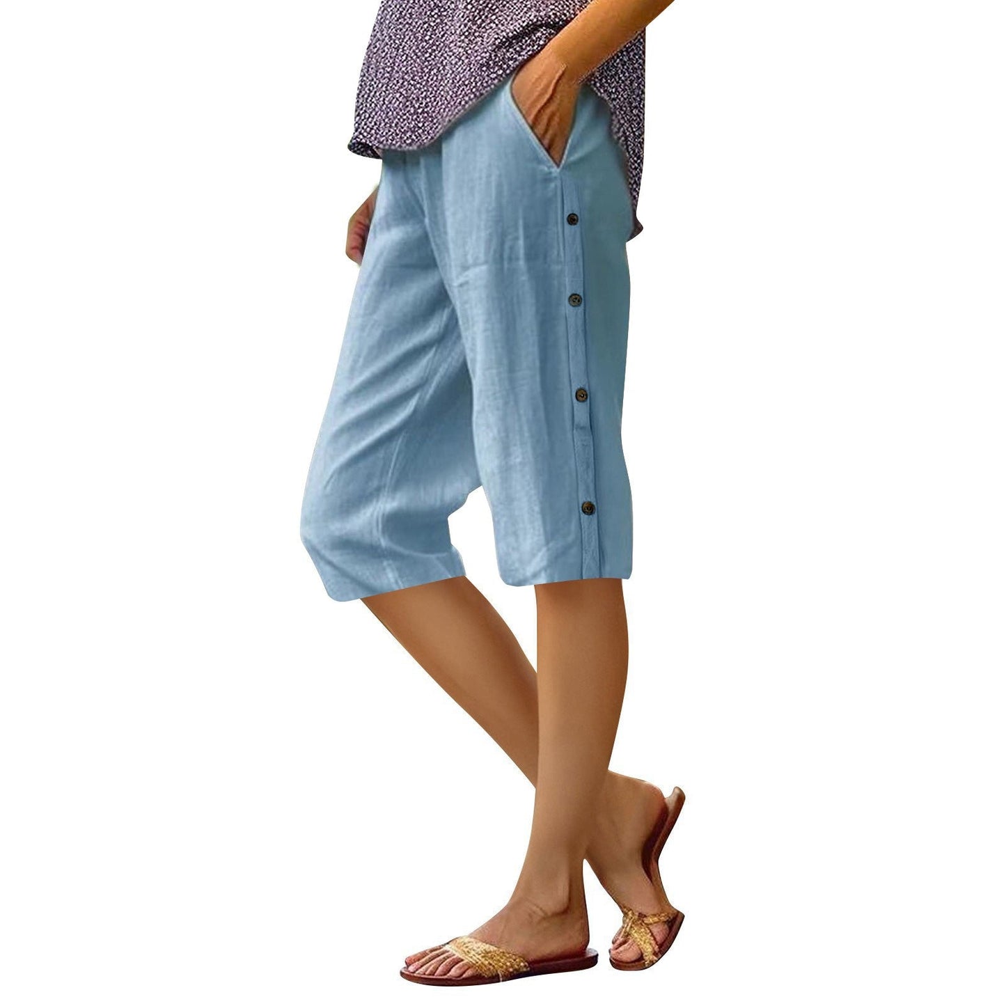 Shorts chino pour femme avec poches latérales et boutons décoratifs élégants par berg-feldt