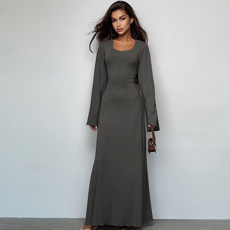 Robe longue pour femme avec manches évasées et buste froncé Berg-Feldt