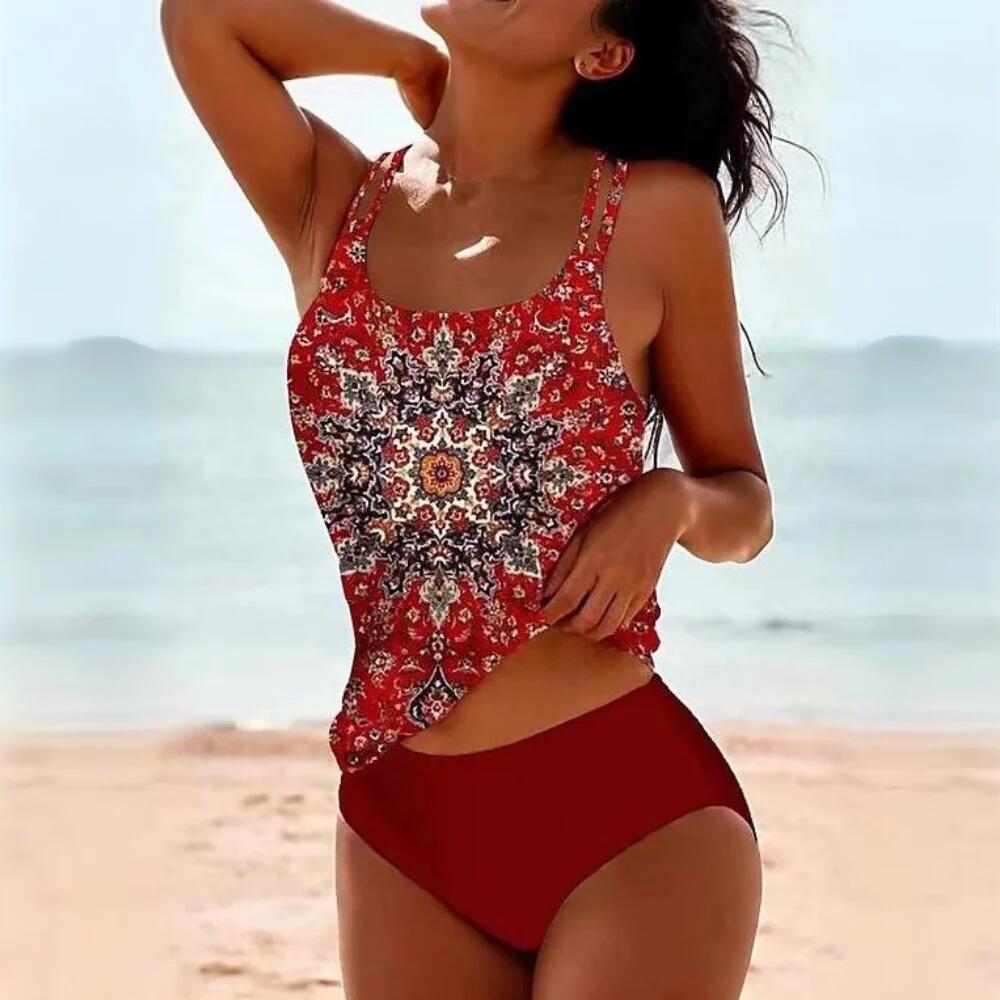 Ensemble tankini femme avec motif floral et bretelles réglables, par berg-feldt