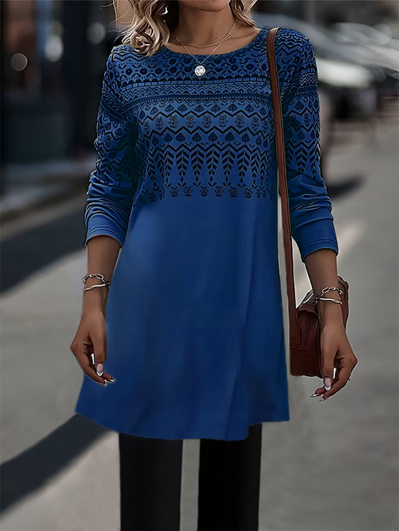 Tunique-robe élégante pour femme à motif géométrique et manches 3/4 de berg-feldt