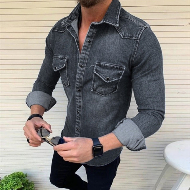 Chemise en jean pour homme à coupe moderne avec poches poitrine pratiques Berg-Feldt