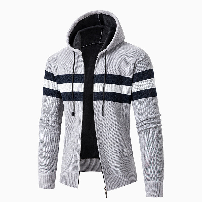 Cardigan décontracté à capuche pour homme avec rayures contrastées Berg-Feldt