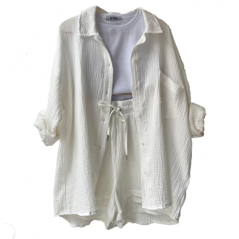 Ensemble décontracté pour femme : veste chemise à manches courtes et short de berg-feldt