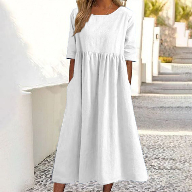 Robe en coton et lin par Fudus : Ample, longue, unie