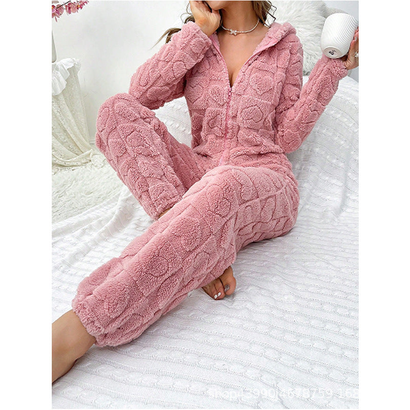 Combinaison Pyjama Polaire Douillette à Capuche pour Femme Berg-Feldt