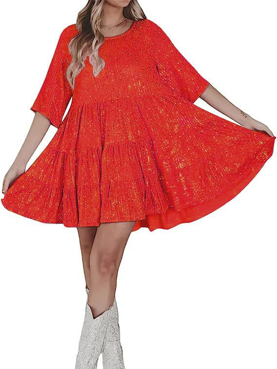Damen glitzerndes Blusenkleid mit lockerer Passform Berg-Feldt