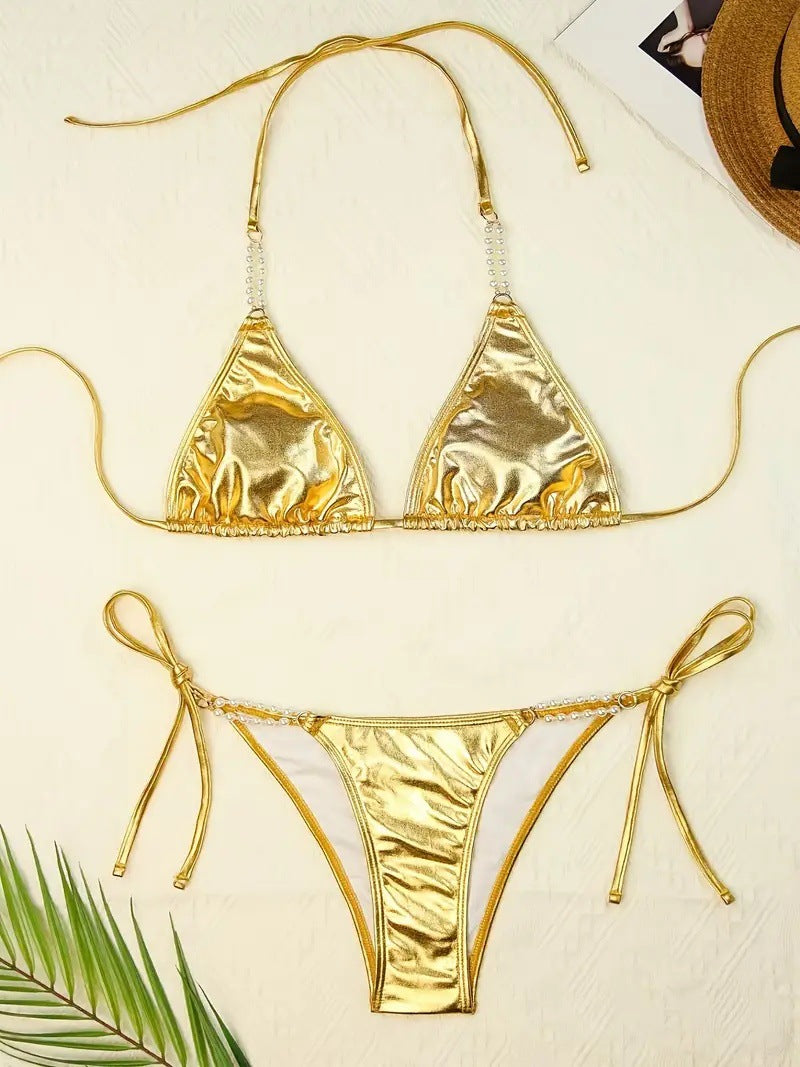 Haut de maillot de bain triangulaire en métal Berg-Feldt pour femme