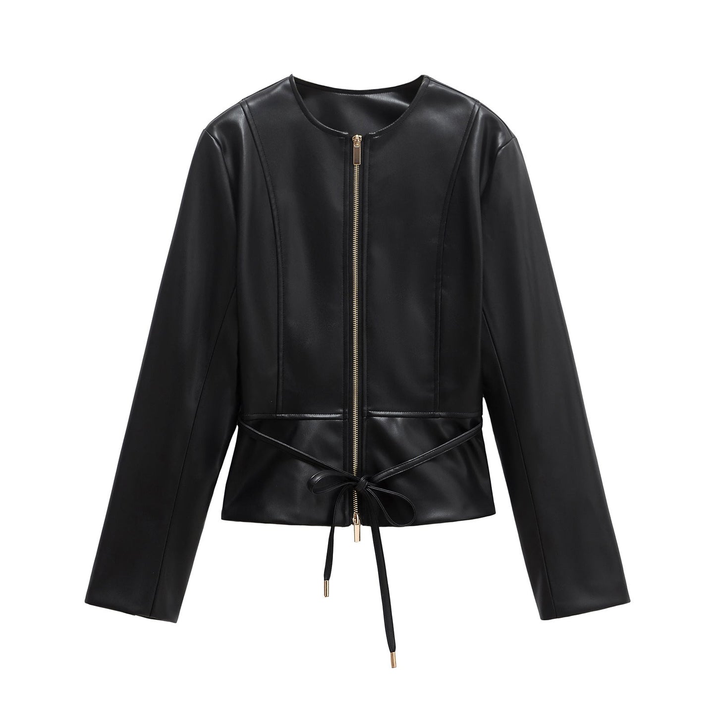 Veste courte en similicuir pour femme avec ceinture réglable à la taille, de berg-feldt
