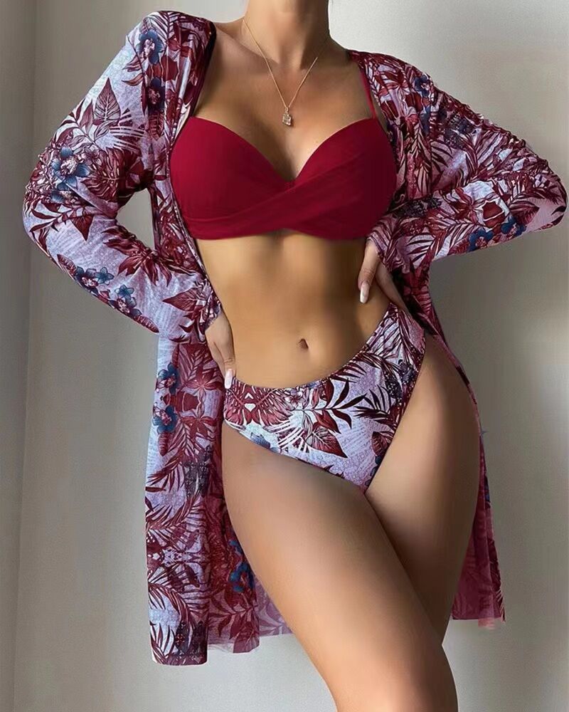 Ensemble Kimono de Plage pour Femme, Motif Floral, Fentes Hautes, de berg-feldt