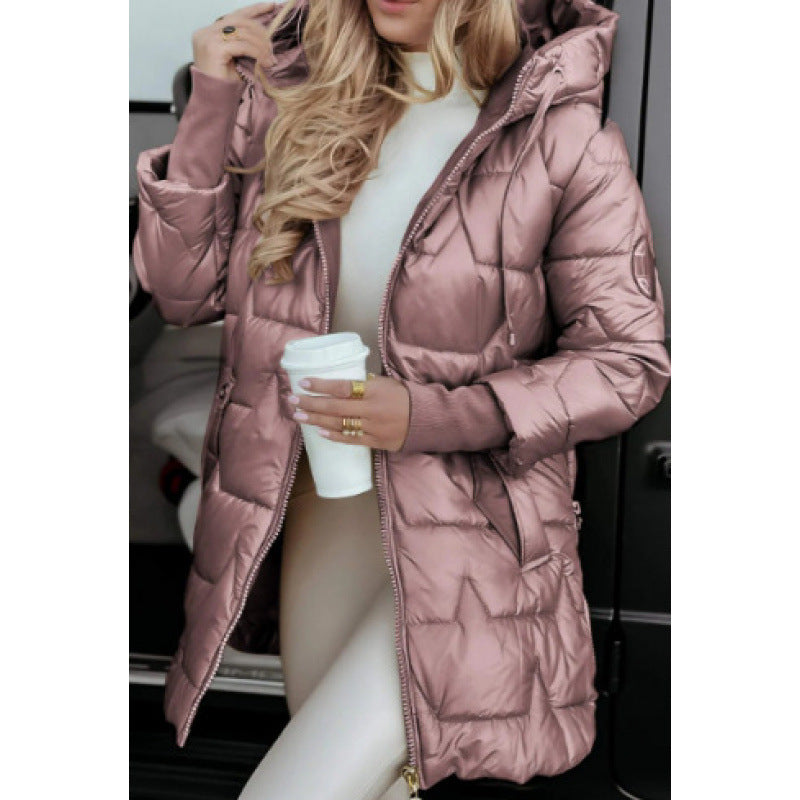 Veste matelassée longue pour femme avec doublure de capuche amovible et poches latérales zippées Berg-Feldt