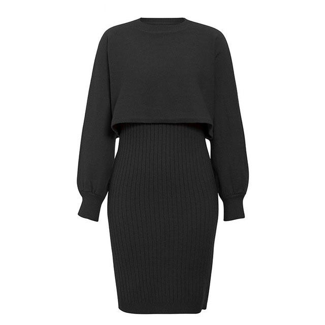 Robe pull femme avec haut contrastant et jupe côtelée Berg-Feldt