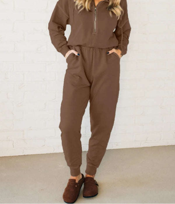 Bequemer Damen Jumpsuit mit kurzem Reißverschluss und elastischem Bund von berg-feldt