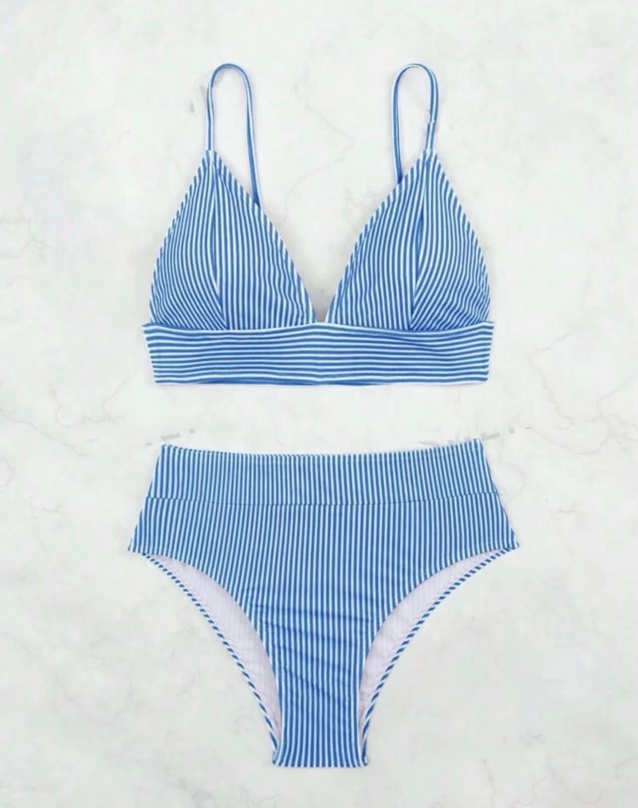 Berg-Feldt Bikini rayé taille haute pour femme