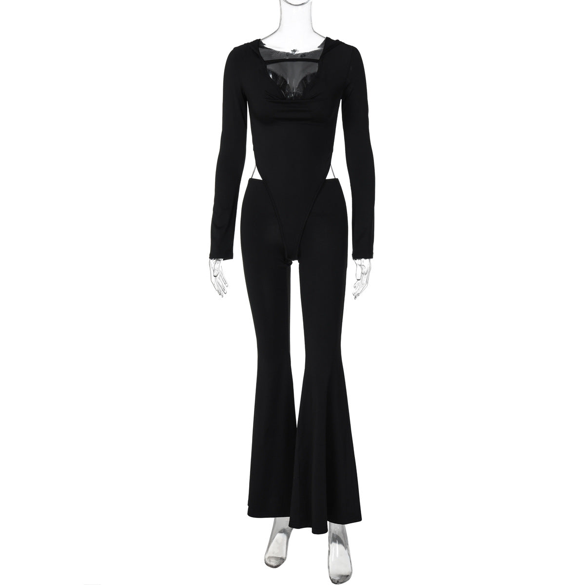 Figurbetonter Damen-Jumpsuit mit Kapuze und seitlichen Ausschnitten von berg-feldt