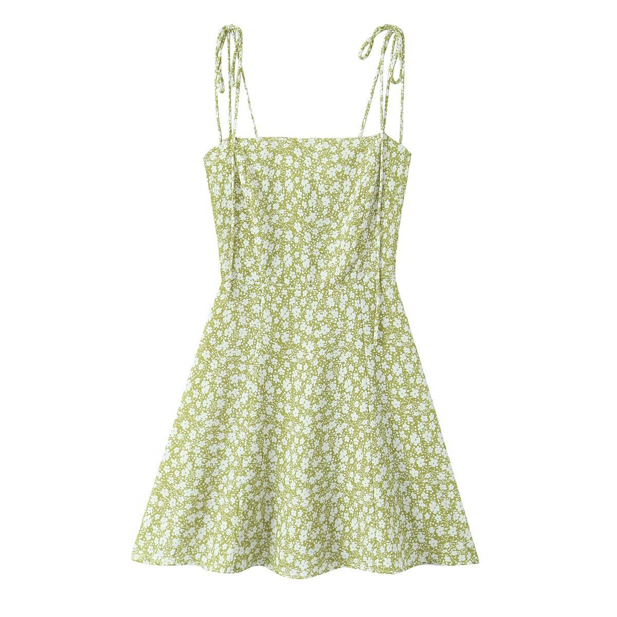 Robe courte évasée à motif floral et bretelles nouées réglables de berg-feldt