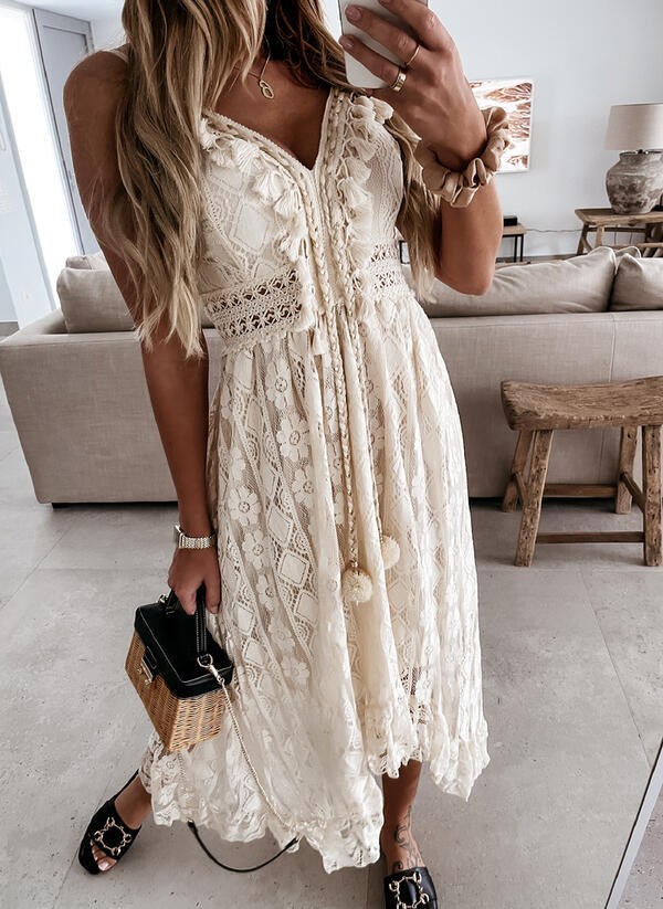 Berg-Feldt Robe longue pour femme : aérienne, dentelle, volants
