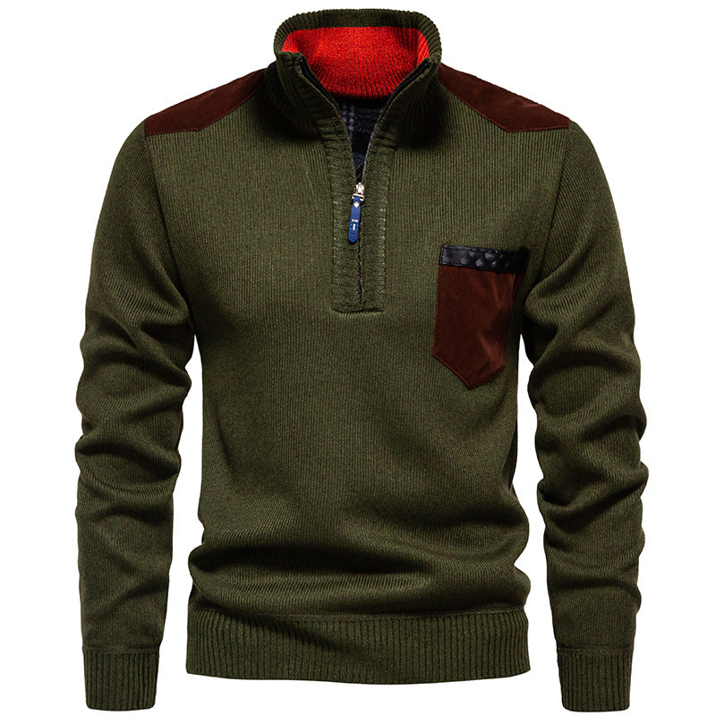Herren Stehkragenpullover mit kontrastierenden Details und praktischen Taschen Berg-Feldt