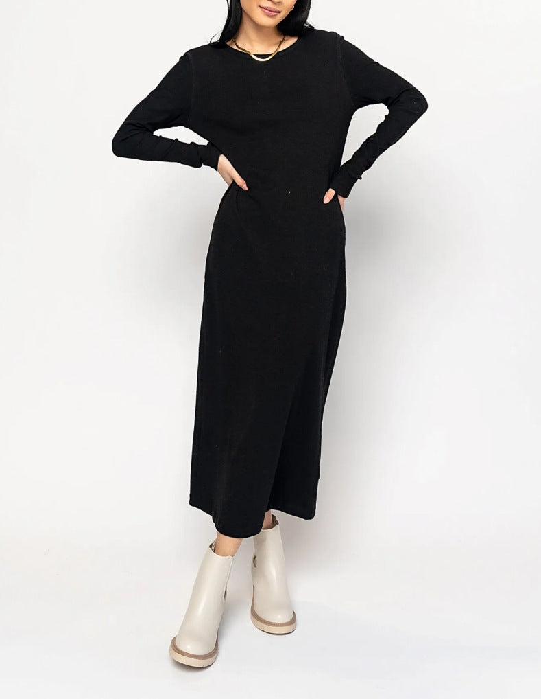 Baumwoll-Maxikleid für Damen, langärmelig, lässig und hautfreundlich von berg-feldt