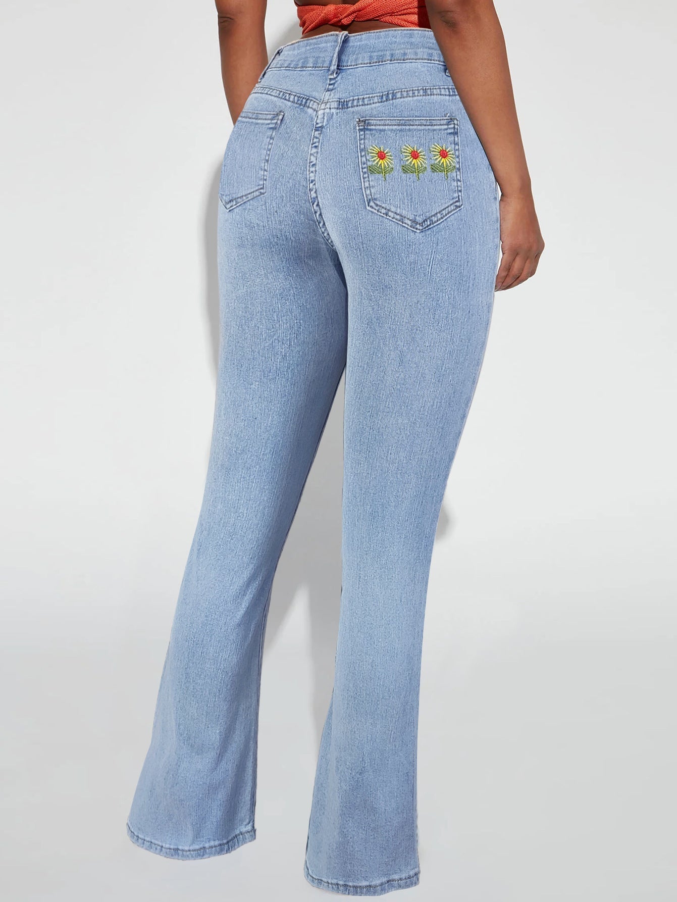 Jean bootcut taille haute à motif floral pour femme de berg-feldt
