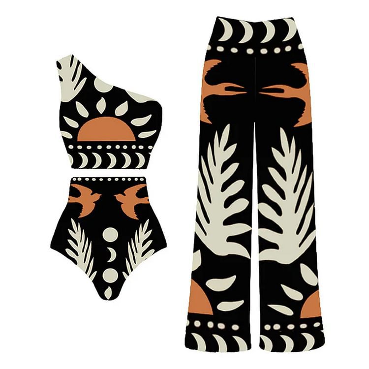 Mode de plage femme : Ensemble deux pièces avec top asymétrique et pantalon ample de berg-feldt