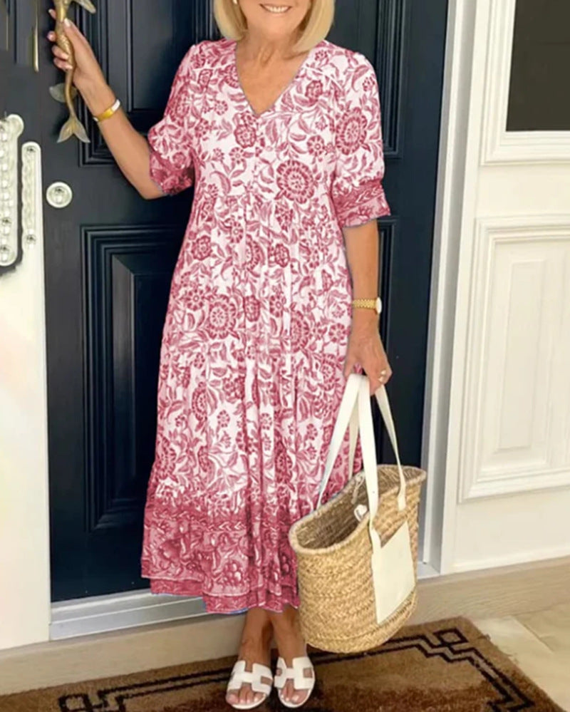 Robe longue femme Berg-Feldt à motif floral et volant raffiné