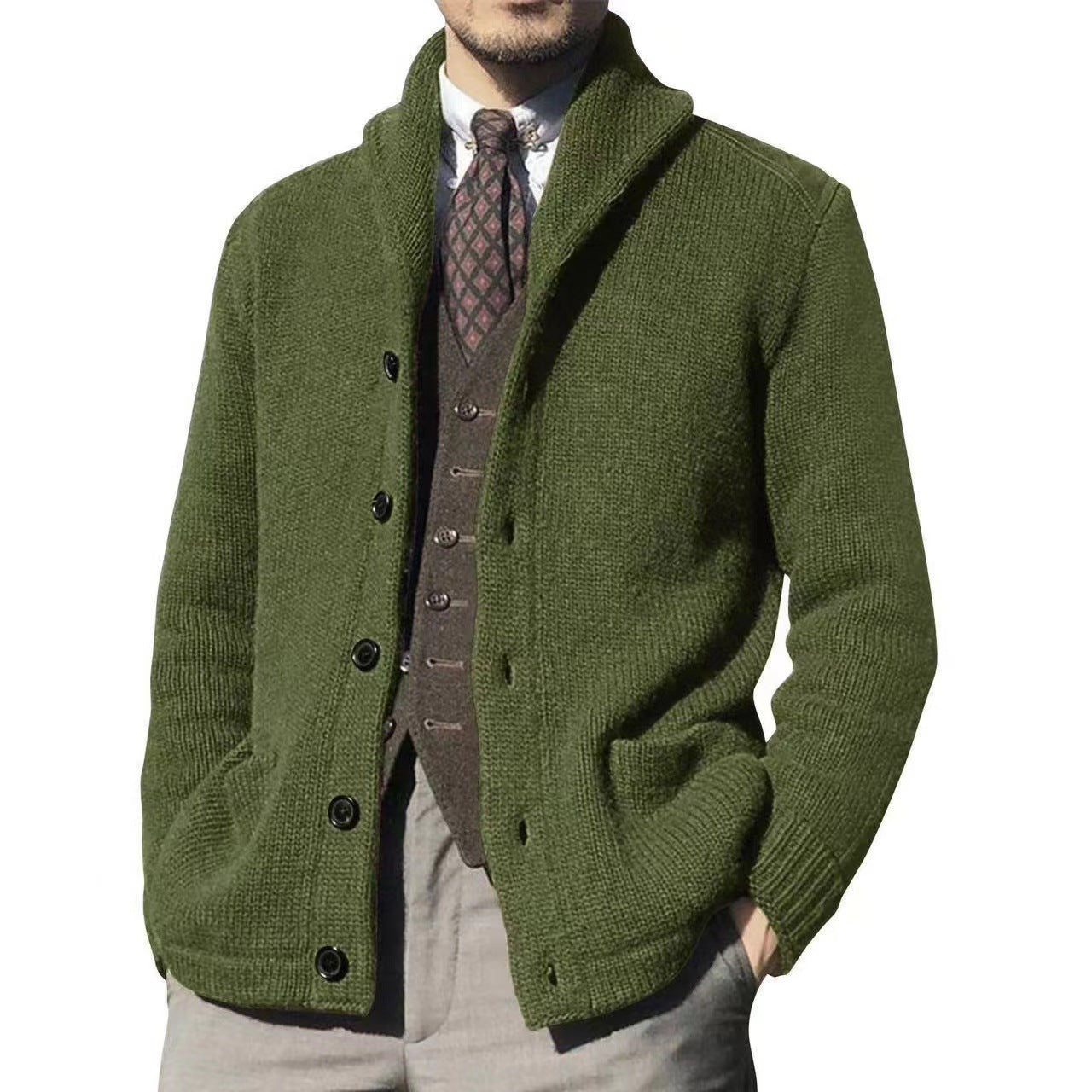 Herren Strickjacke im modernen Casual-Stil mit Schalkragen Berg-Feldt