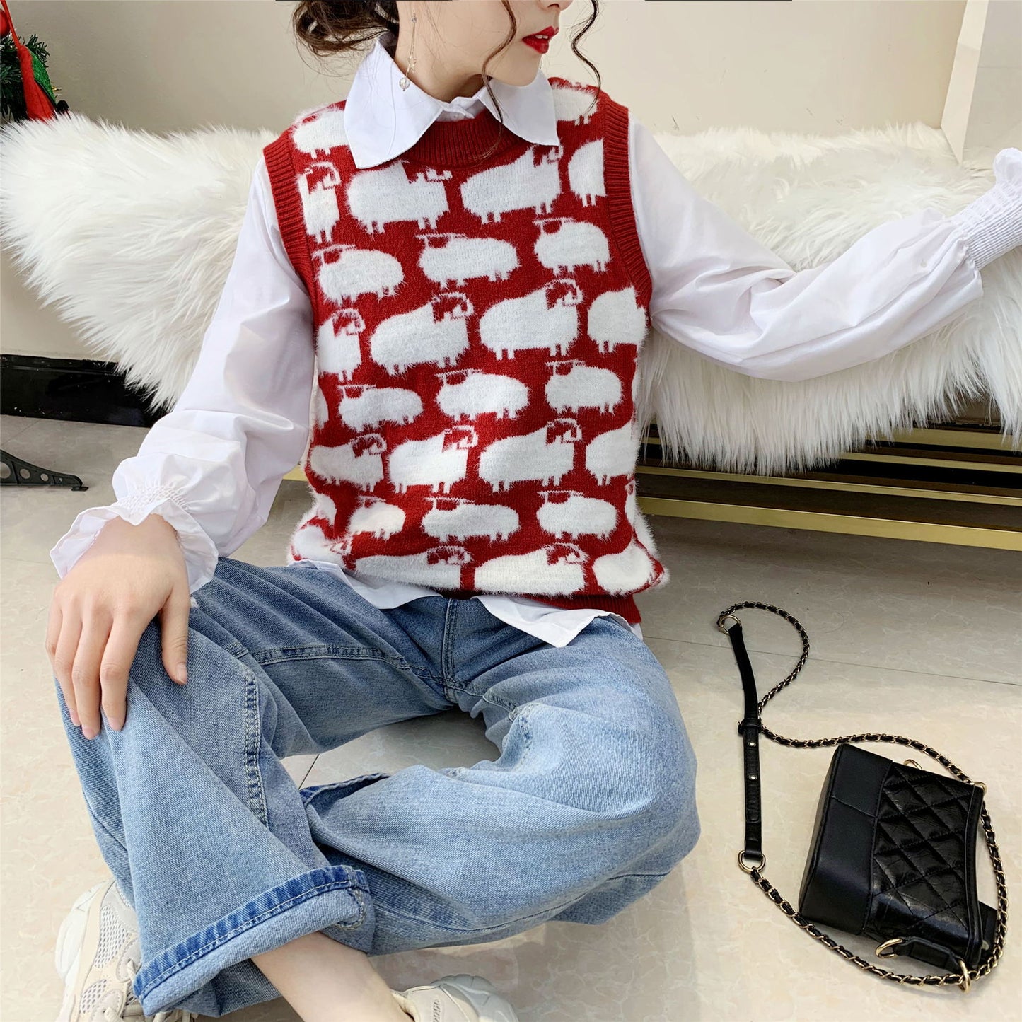 Pull en maille pour femme avec motif animalier fantaisie et coupe décontractée Berg-Feldt