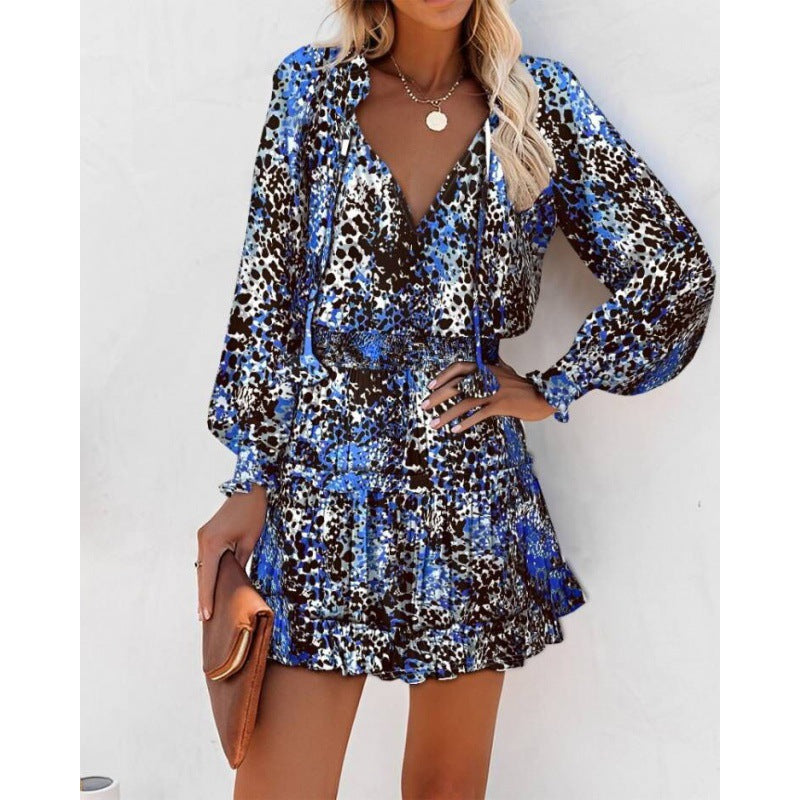 Berg-Feldt Robe courte à volants pour femme et à manches courtes
