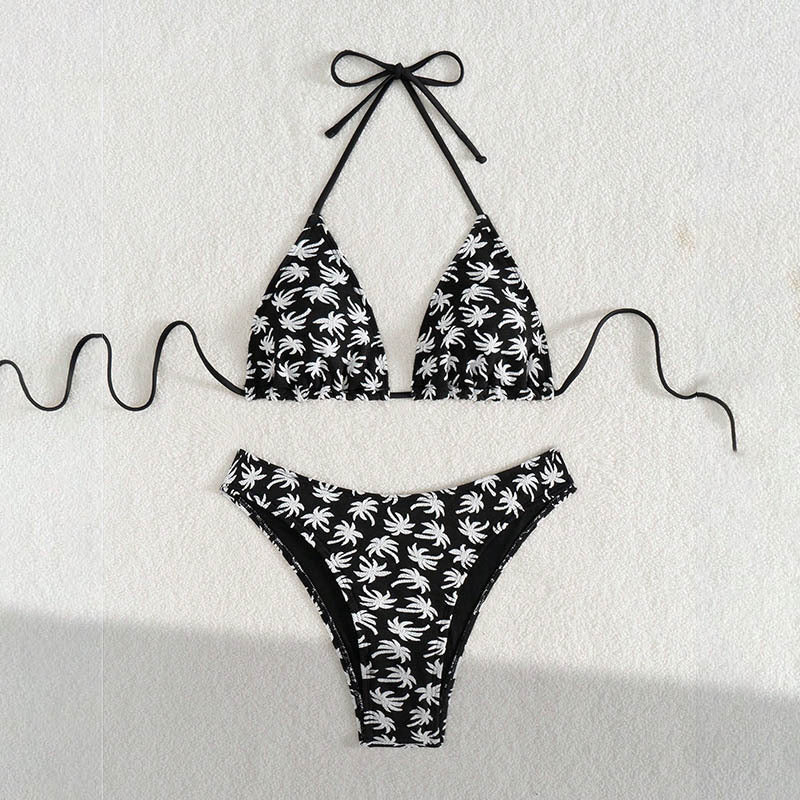 Ensemble bikini berg-feldt à imprimé palmier exotique avec bretelles réglables
