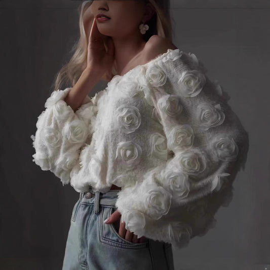 Women's Off-Shoulder Ruffled Flower Blouse berg-feldt
 - berg-feldt