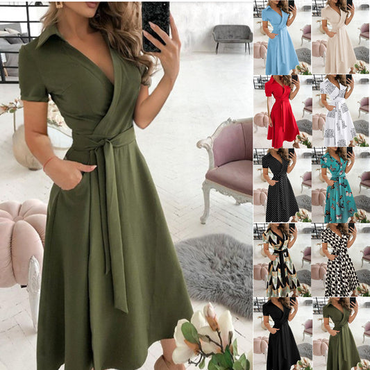 Berg-Feldt Wickelkleid für Damen mit elegantem Kragen und Taschen
 - berg-feldt