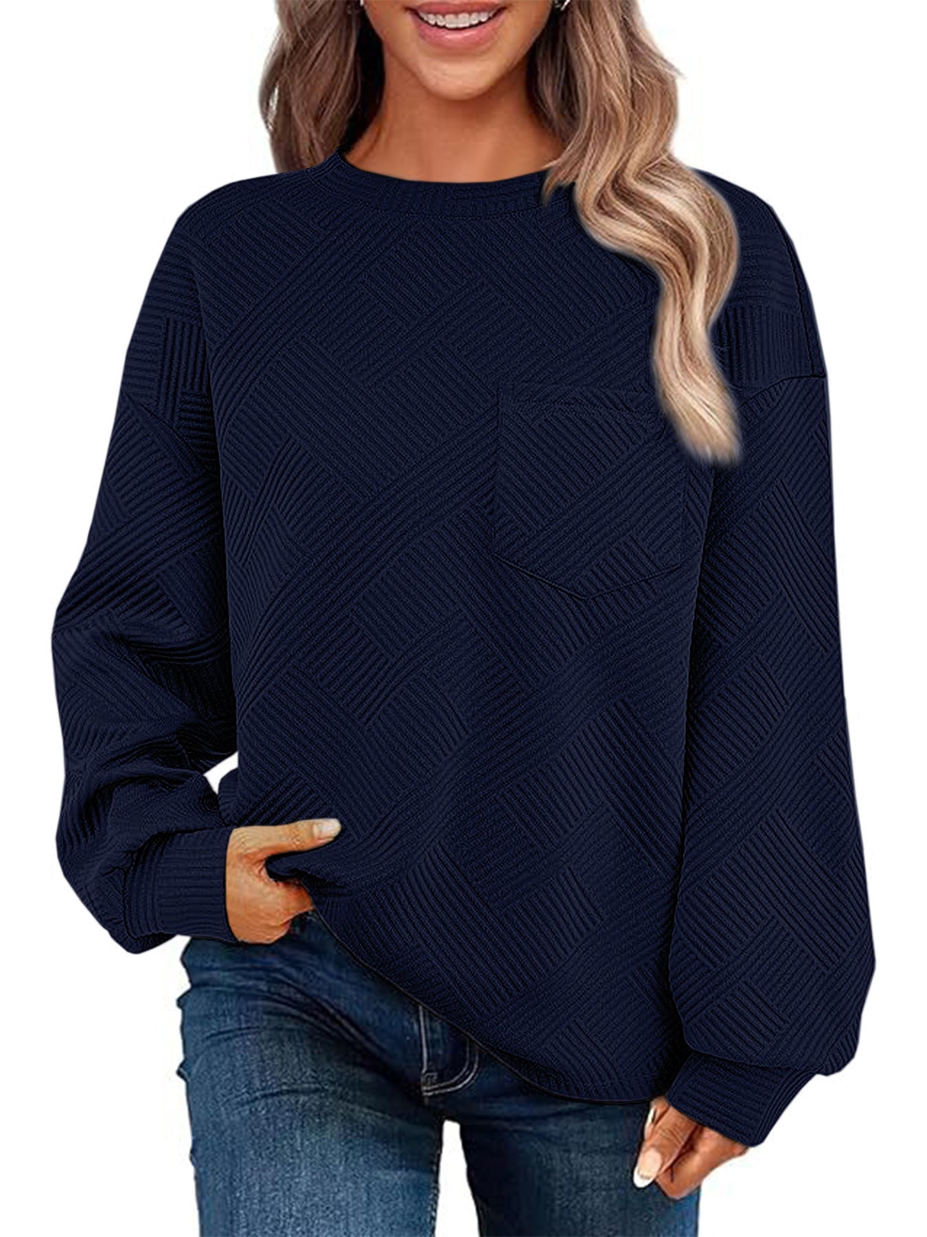 Femme Pull décontracté à motif texturé avec poches pratiques Berg-Feldt