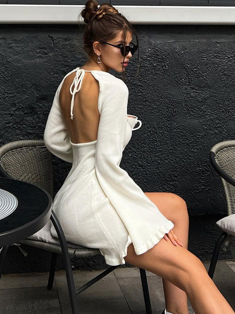 Robe en maille Berg-Feldt pour femme avec décolleté plongeant dans le dos et manches larges