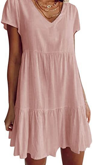 Lightweight, casual women's summer dress with V-neck and wide skirt from berg-feldt