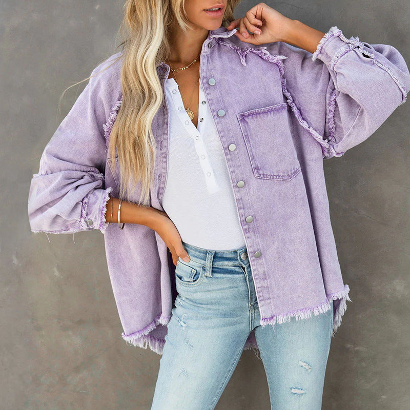 Women's Distressed Denim Overshirt by berg-feldt