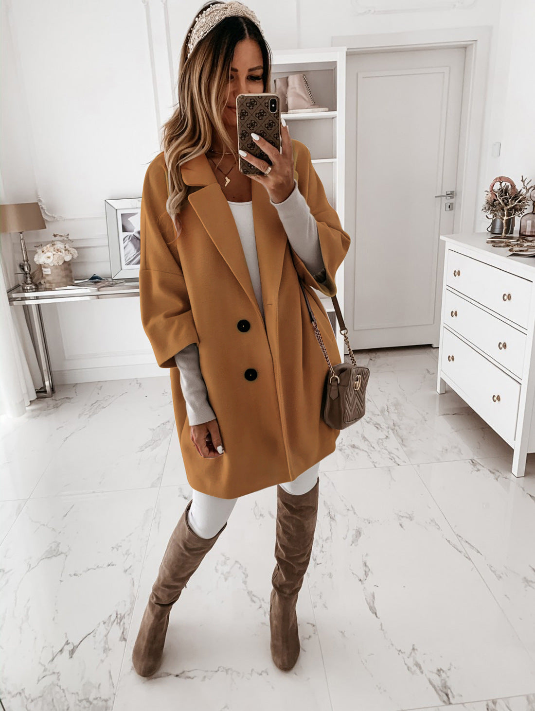 Damen Manteau Oversize Tendance Berg-Feldt