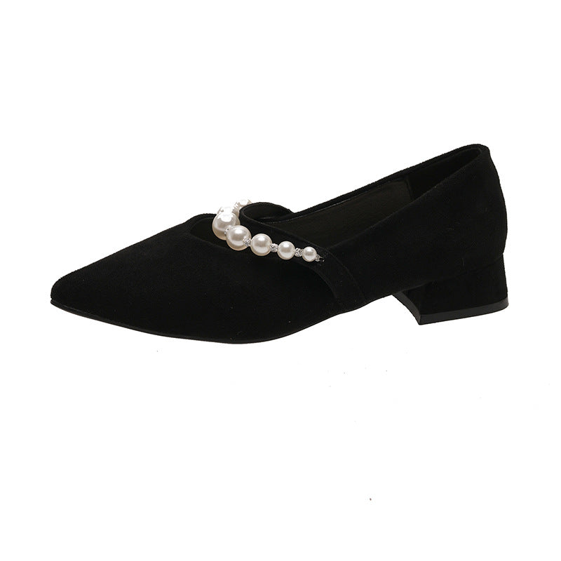 Elegante Damen Ballerinas mit Perlenriemen und Blockabsatz von berg-feldt