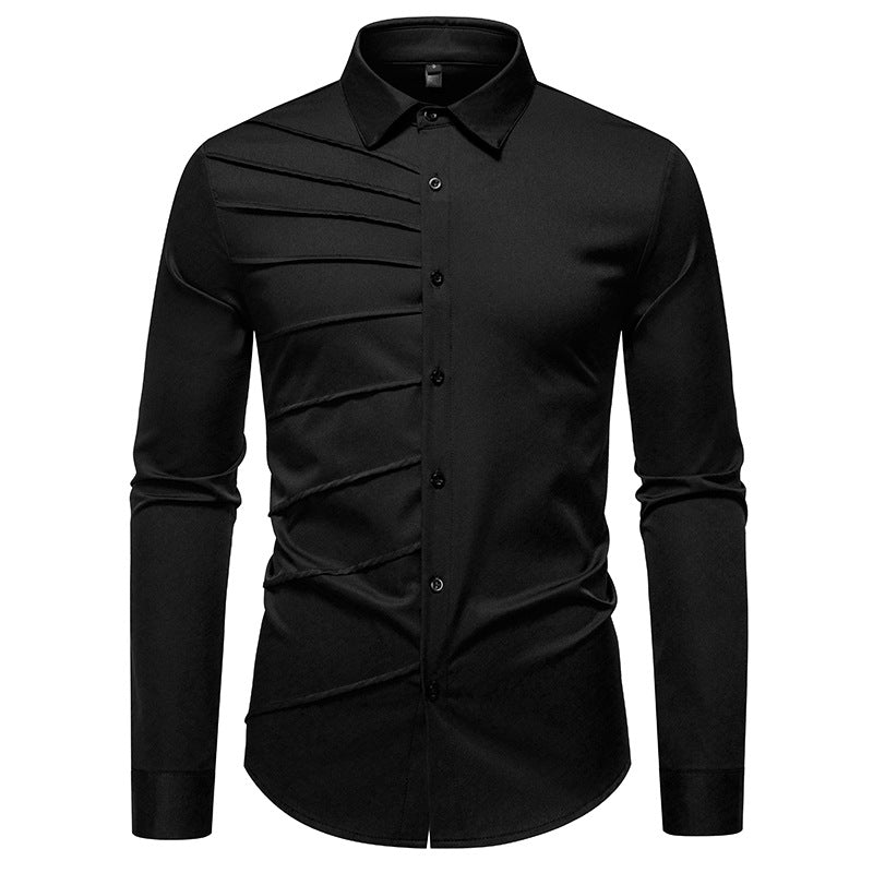 Chemise à manches longues et motif plissé fantaisie Berg-Feldt pour homme