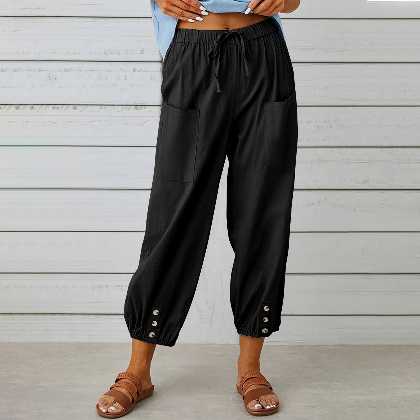 Pantalon cargo femme avec taille élastique et multipoches de berg-feldt