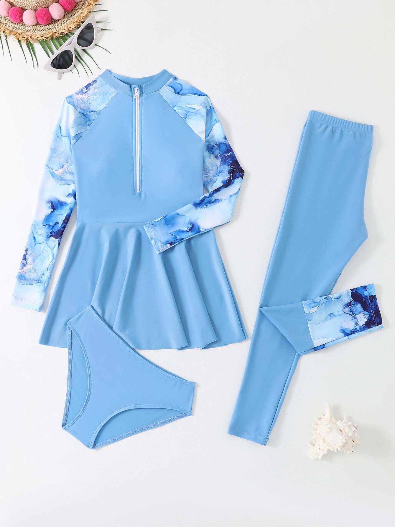 Ensemble de maillot de bain sportif pour femme avec haut à manches longues et legging moulant de berg-feldt